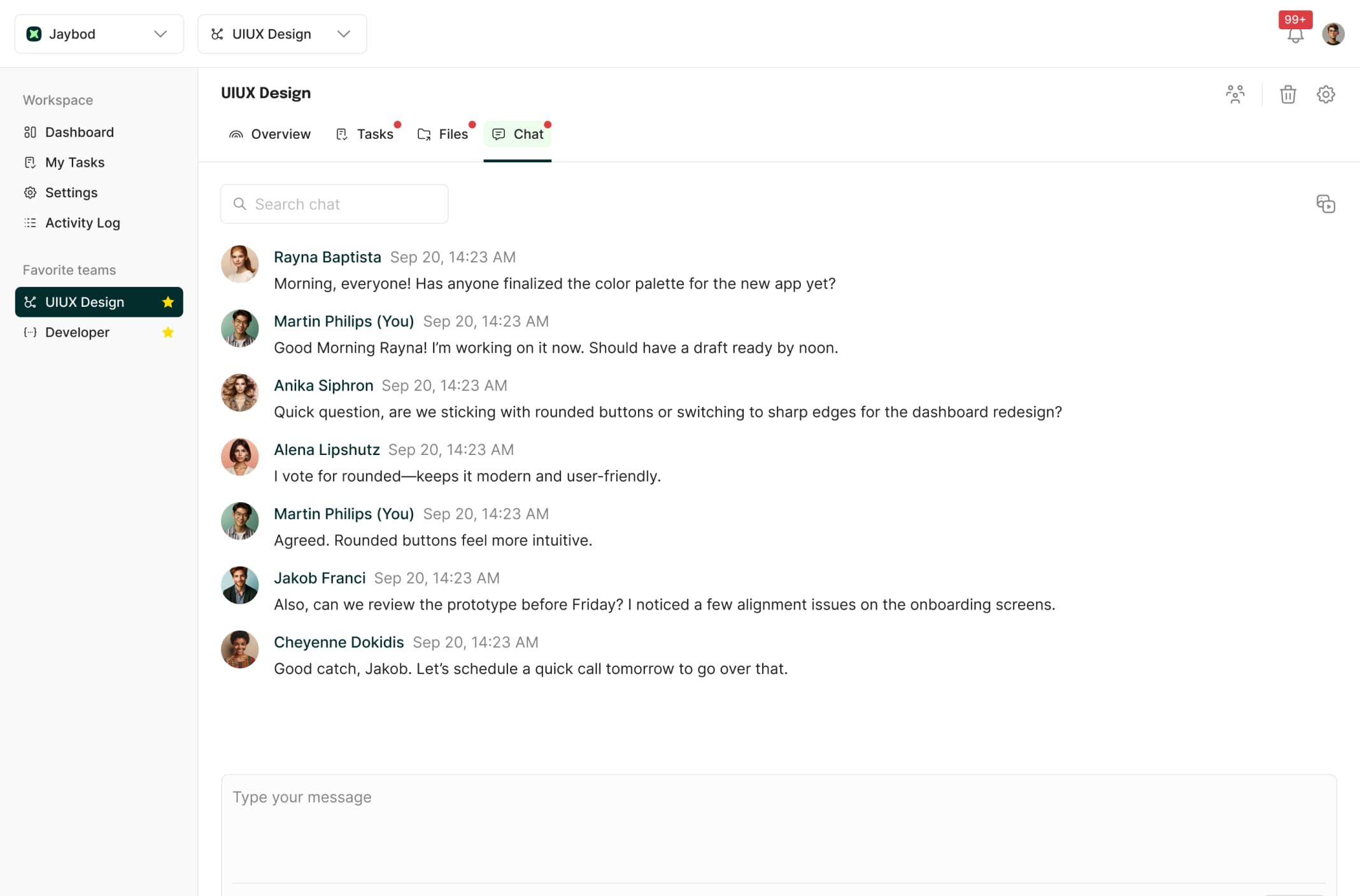 UI Design Jaybod - Chat