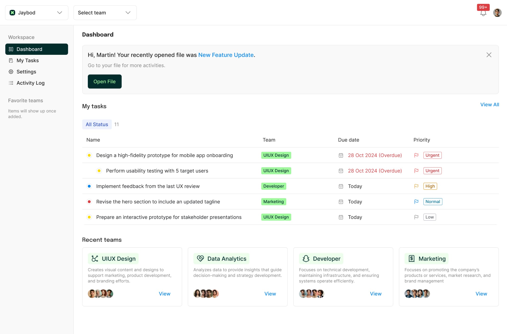 UI Design Jaybod - Dashboard