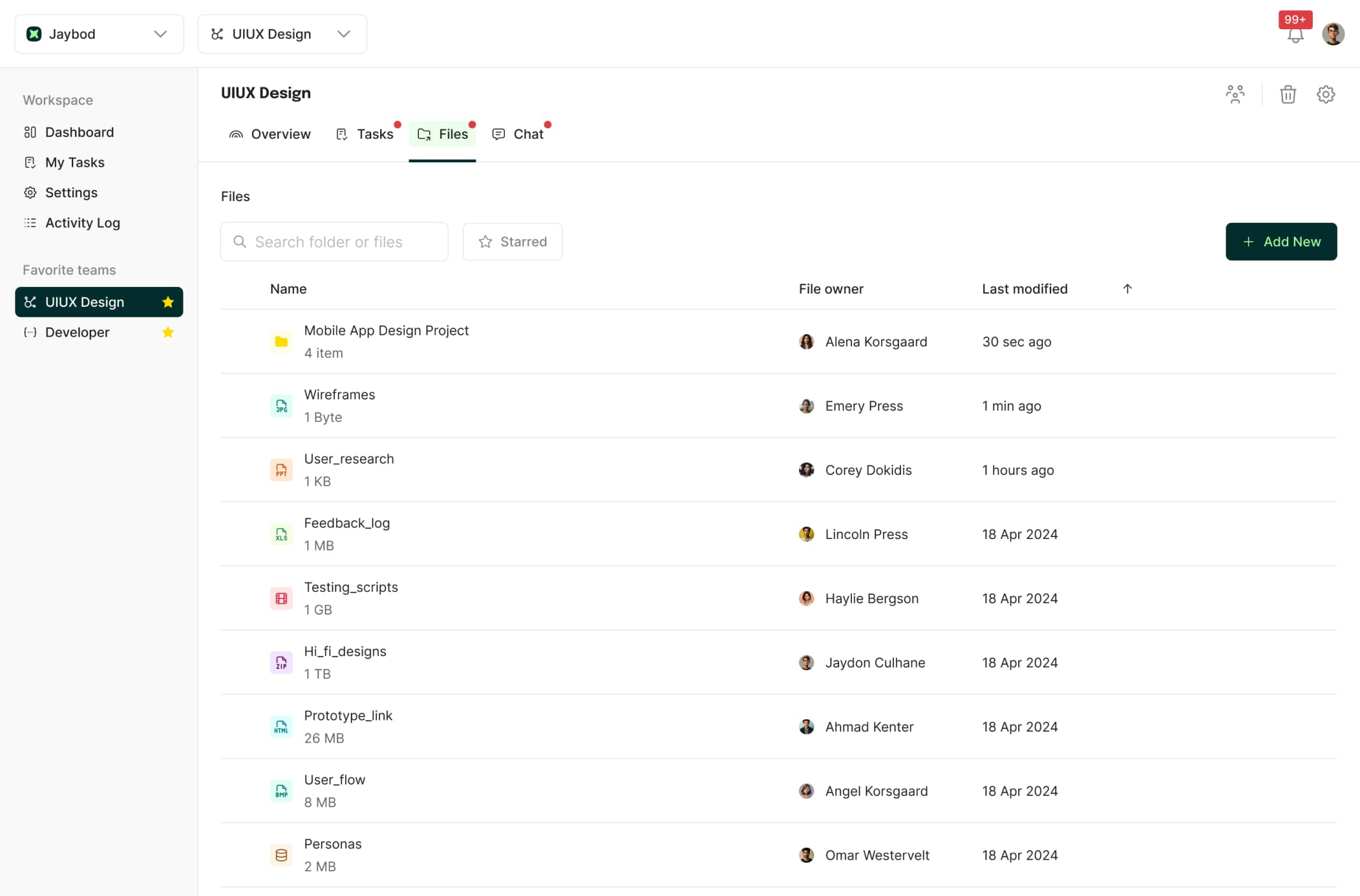 UI Design Jaybod - File Management