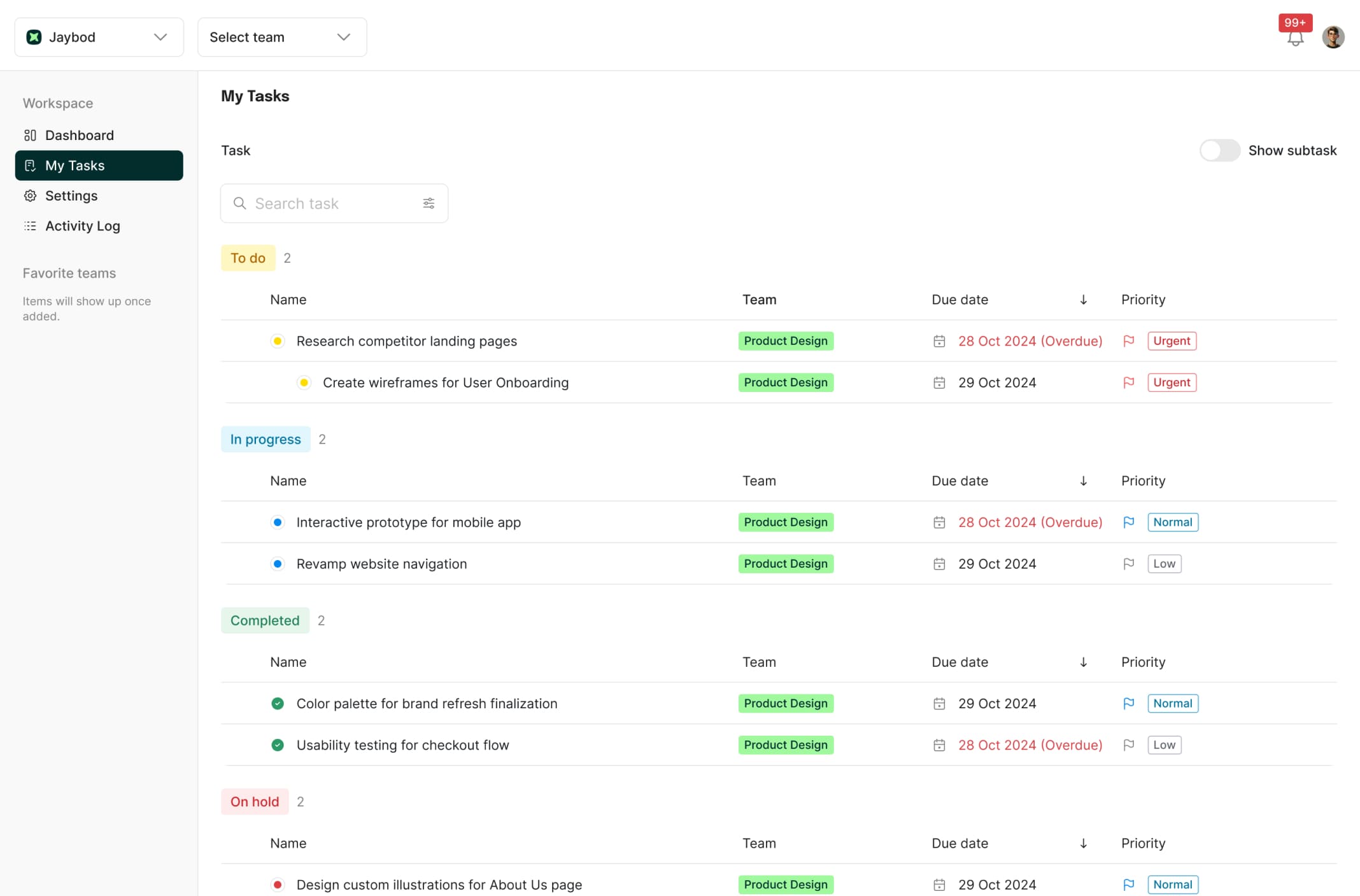 UI Design Jaybod - My Task