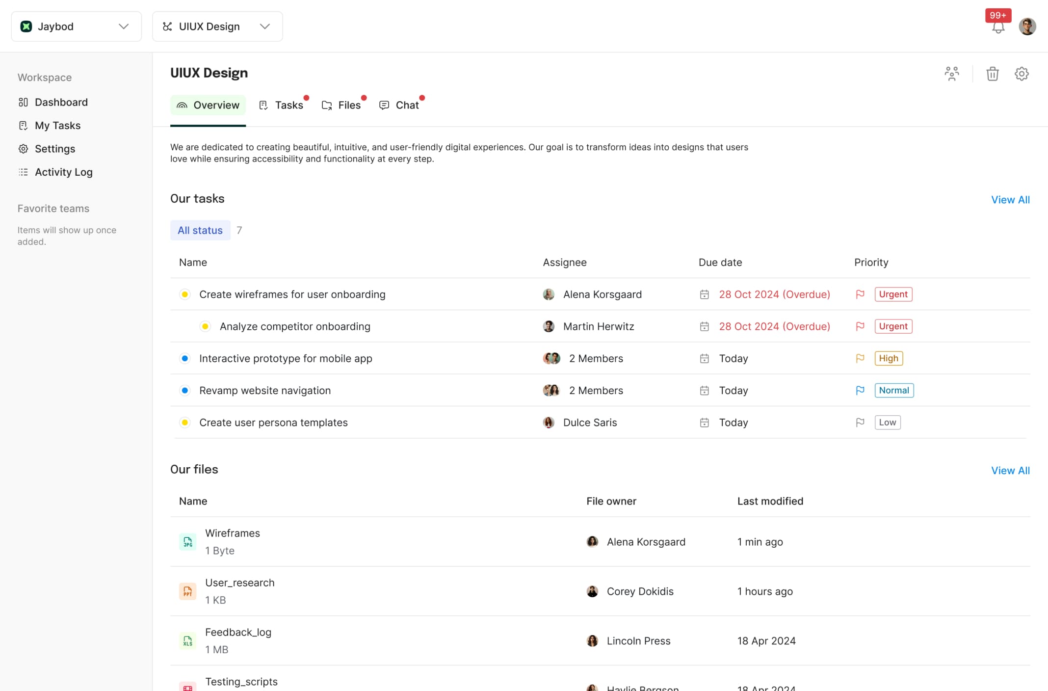 UI Design Jaybod - Overview